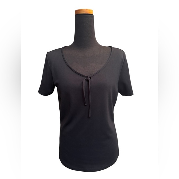 ANN TAYLOR Women’s Black Top Tie Detail Size Small Packable Wardrobe Capsule EUC - Picture 3 of 11